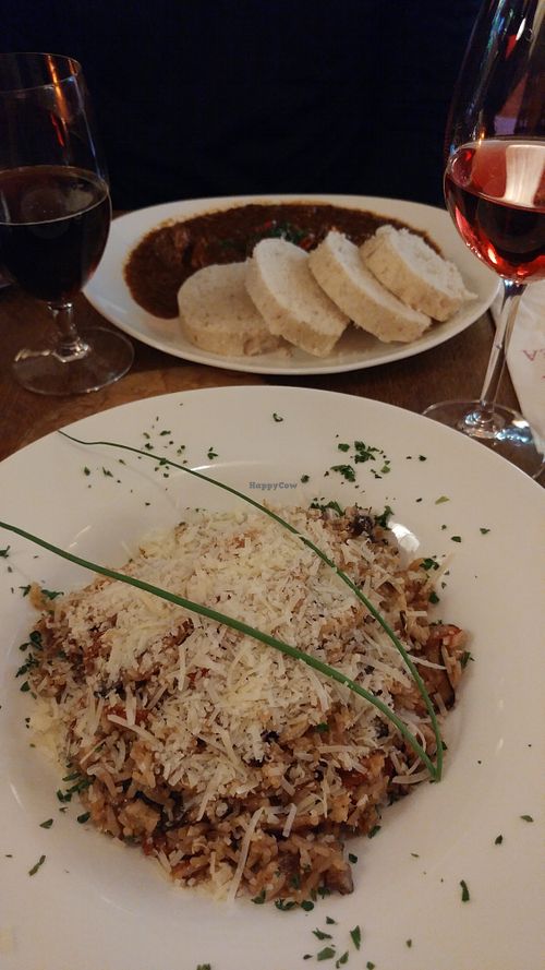 Vegetarian paella and vegan goulash at Maitrea in Prague