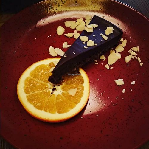 Chocolate cake at Maitrea in Prague