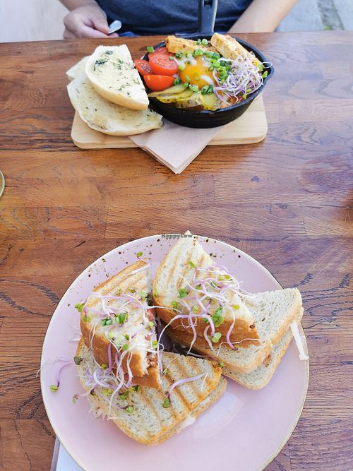 Pretty nice food. Shakshuka and toasts. at Avocado Spot in Gdansk