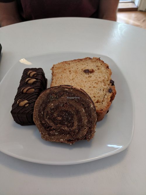 Snickers and two other cakes. SO good. at Raw Bakery in Bucharest