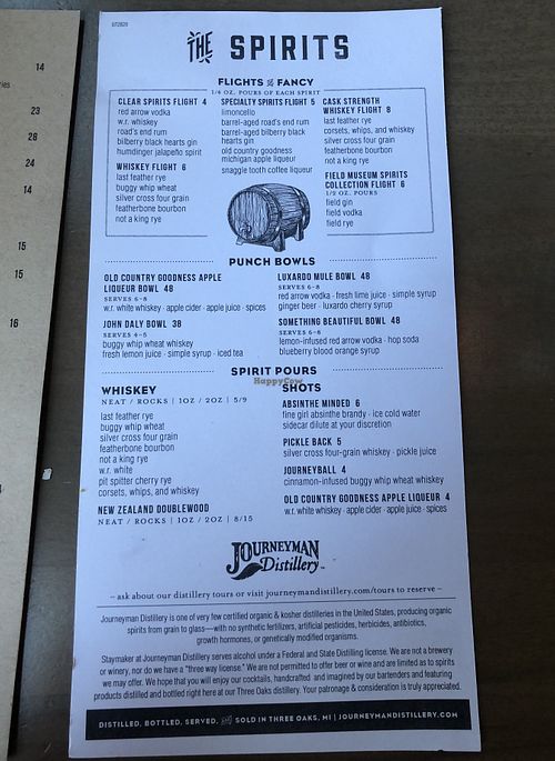 Drink menu at Staymaker in Three Oaks