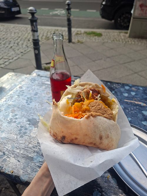 Falafel pita when I got it, before eating and before it disintegrated at Savanne Imbiss in Berlin