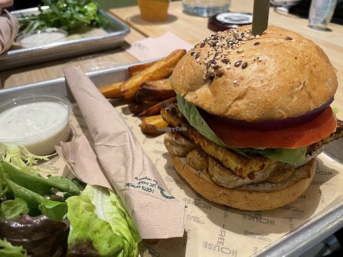 Reef burger (tofu and tempeh / chipotle sauce) with combo :) at TREEHOUSE - H Code in Hong Kong Island