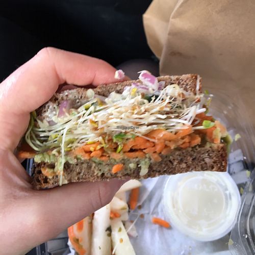 sprouts sandwich  at Peacefood Cafe - Uptown in New York City