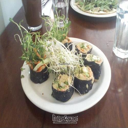 Raw Entree (Walnut Pate Rolls w/ Sprouts) at Peacefood Cafe - Uptown in New York City