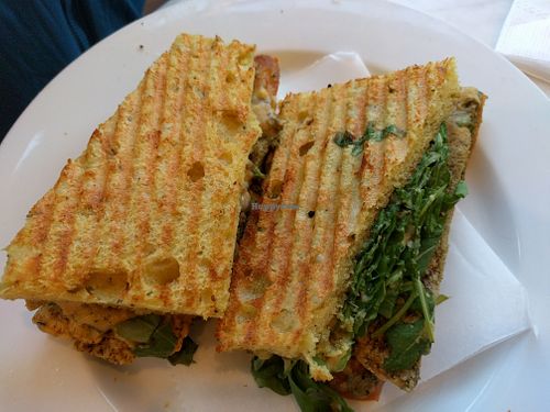 pfc seitan medallion  focaccia at Peacefood Cafe - Uptown in New York City