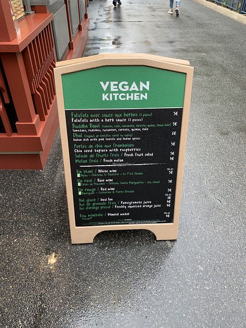 Menu on 18/08/2019 at Disneyland - Vegan Kitchen in Chessy
