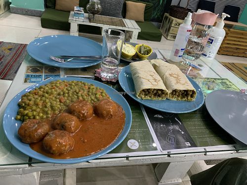 Vegan meatballs and vegan shawarma   at Bayt Sara in Amman