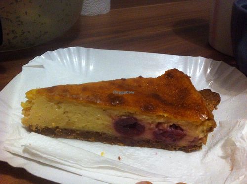Their desserts are also tasty and affordable (2-2.5 euros)! This one was a slice of cherry cheesecake. at Vleischerei in Leipzig