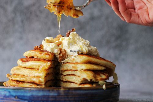 Vegan Pancakes with golden syrup at Skinny Batch Bakery in Lusk