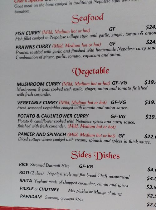 Menu 3 choices others can be modified at Alfresco in Mandurah