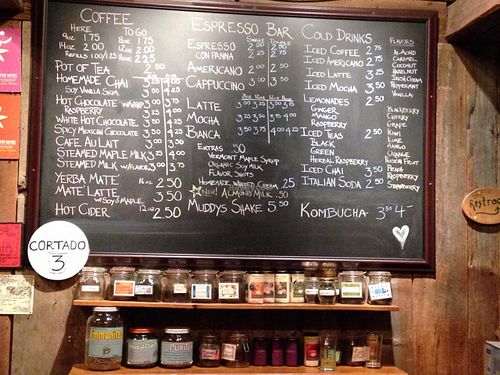 Menu at Muddy Waters in Burlington