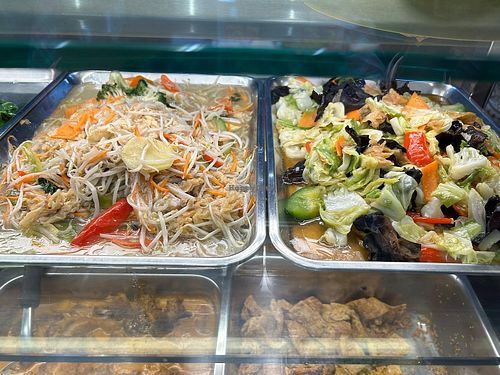 buffet spread. 
Photo by Henry Lau aka Mr Purple. at Vegetarian Ideas 不荤主义 in Northeast Singapore