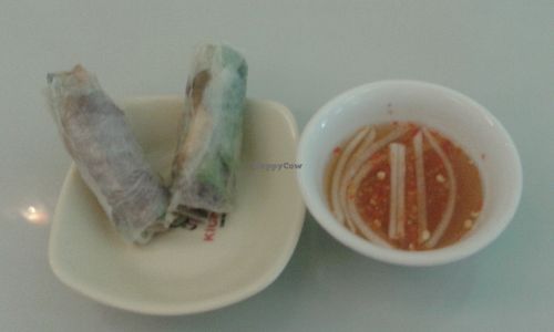 Rolls and chilli dip at Thien Duyen Ben Thanh in Ho Chi Minh City