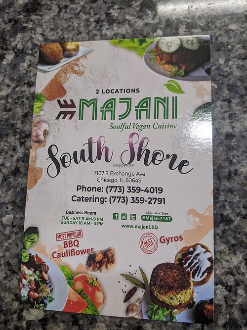Restaurant card at Majani #2 in Chicago
