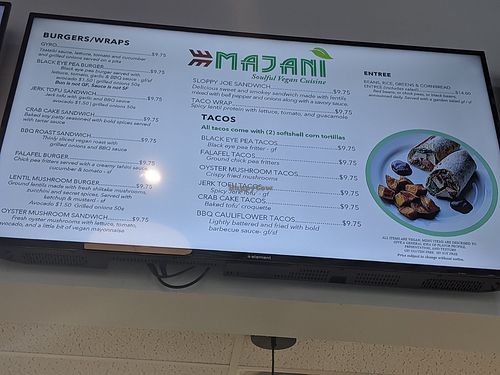 Menu board at Majani #2 in Chicago