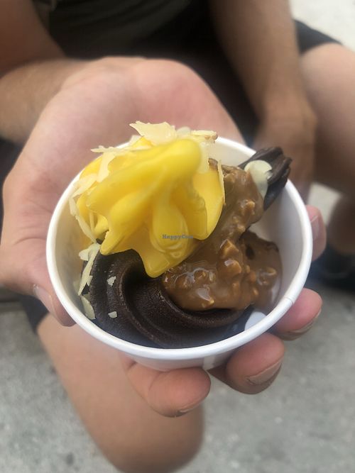 dark chocolate and mango with almonds and caramel at Grefino   in Ljubljana