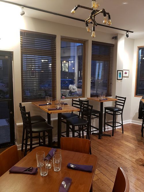 Great high tables in back area at UnSoul Food - Poplar St in Philadelphia