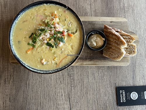 NICHT vegane/vegetarische Krabbensuppe (war wohl sehr gut).  at Lykke in Skien