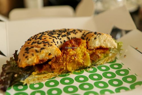 breakfast bagel  at Green and Go in Doha