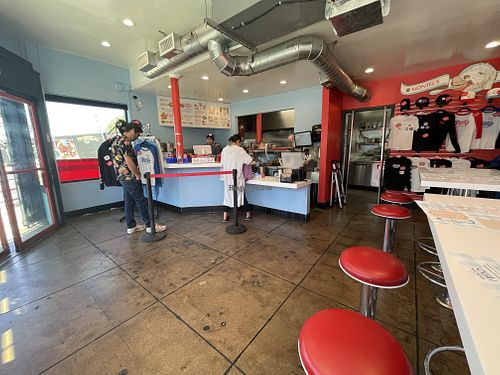 Retro vibe  at Monty's Good Burger - Echo Park in Los Angeles