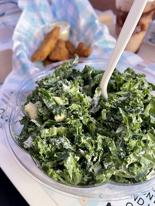 Kale salad and nugs   at Monty's Good Burger - Echo Park in Los Angeles