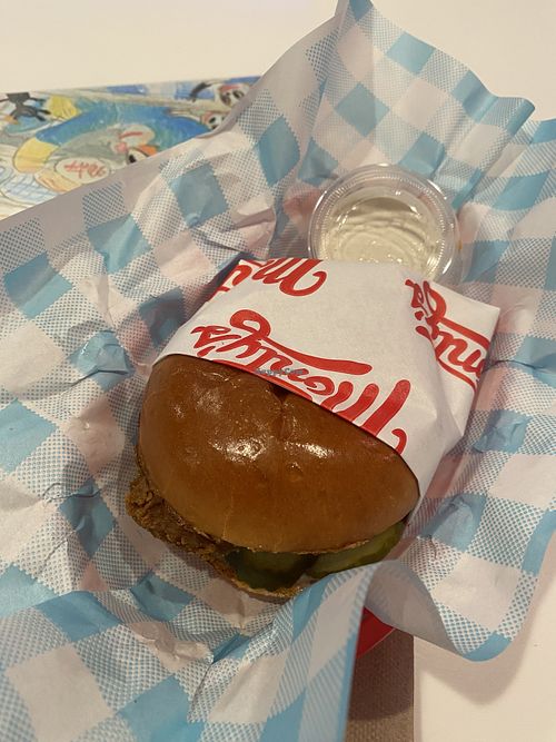 Chick’n’ Sandwich w/Ranch - Soooooo Good!!!!  at Monty's Good Burger - Echo Park in Los Angeles