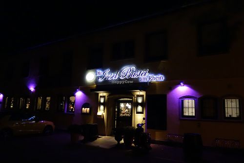 Entrance at night at Insel Bastei am Rhein in Ludwigshafen
