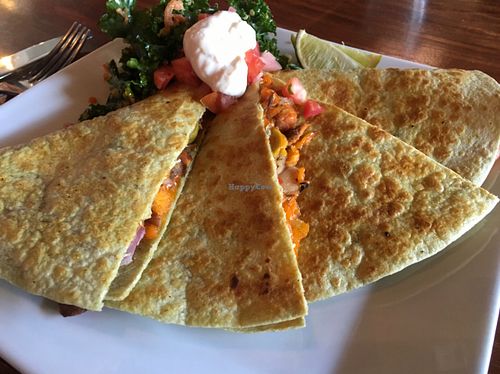 yam quesadillas w black beans and kale&quinoa  at ION - It's Only Natural Restaurant in Middletown
