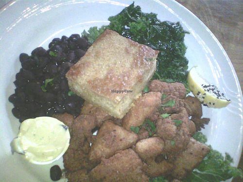 Southern Fried Tofu Platter aka the most beautiful thing in the world. That mustard dipping sauce is HEAVEN.  at ION - It's Only Natural Restaurant in Middletown