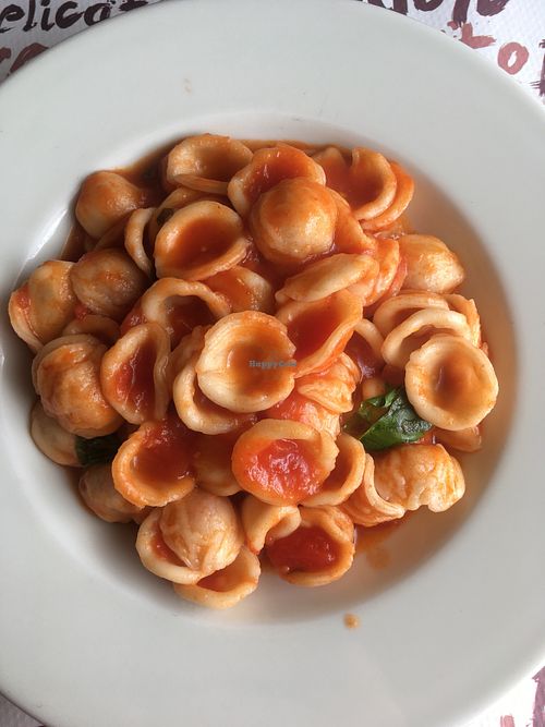 Orecchiette pasta with tomato sauce at Kapunto in Matera