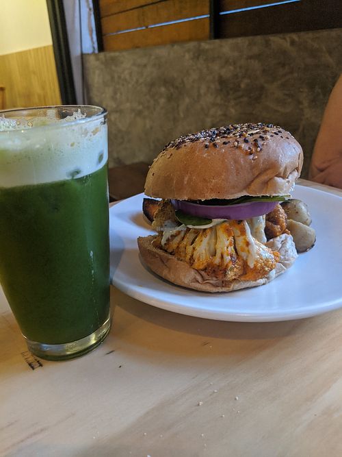 Cauliflower burger, highly recommend at Vegan Inc in Guadalajara