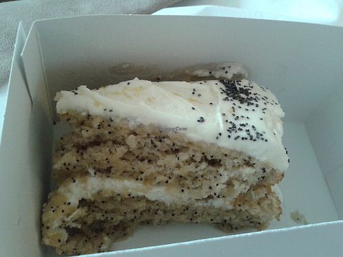 Lemon and poppy seed cake at Goji Vegetarian Cafe and Deli in York