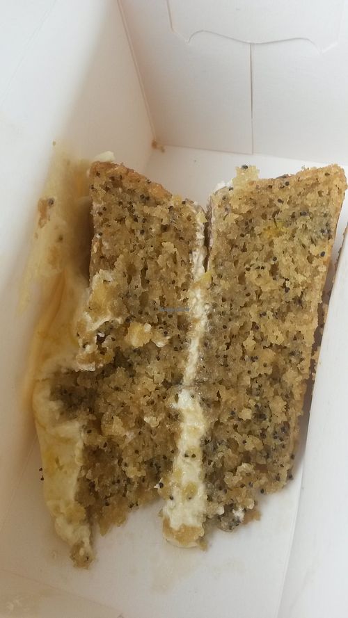 Lemon poppy seed cake at Goji Vegetarian Cafe and Deli in York