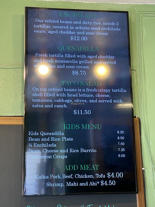 Other menu at Island Taco in Waimea