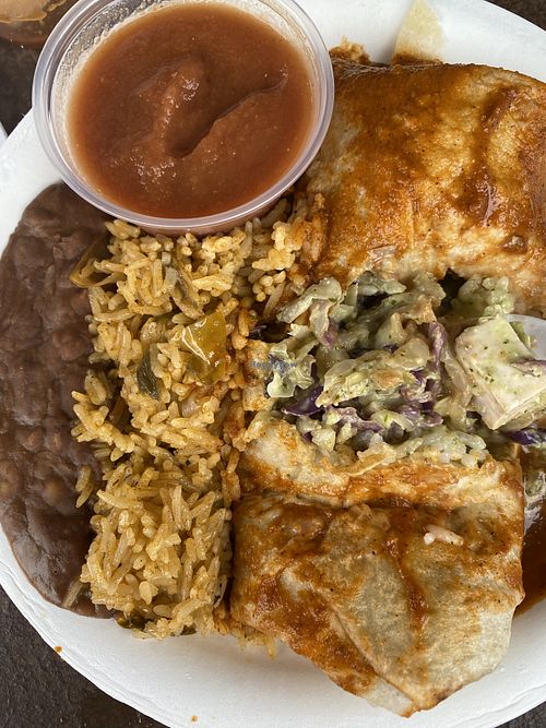 Inside tofu burrito- yum!  at Island Taco in Waimea