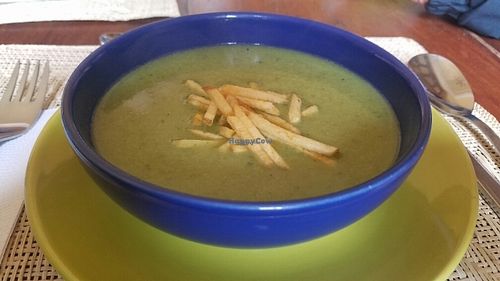 Broccoli soup at Quinua y Amaranto in Bogota