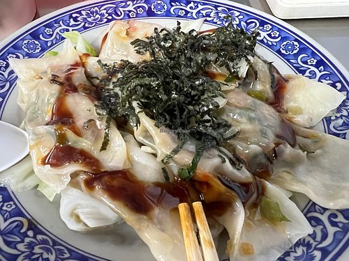 Wantons with red oil 7/10, same filling as the soup dumplings  at E33 - Wonton Stall in Hualien