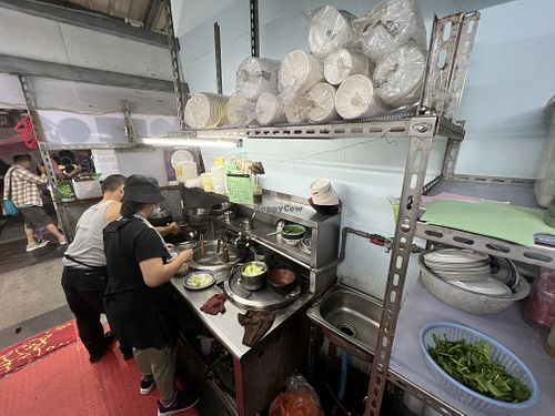 Cooking area separated from the meat  at E33 - Wonton Stall in Hualien