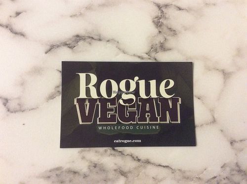 The Rogue card at Rogue Vegan  in East London