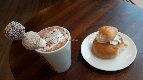 Vegan hot chocolate freakshake style and semla at Condeco in Malmo