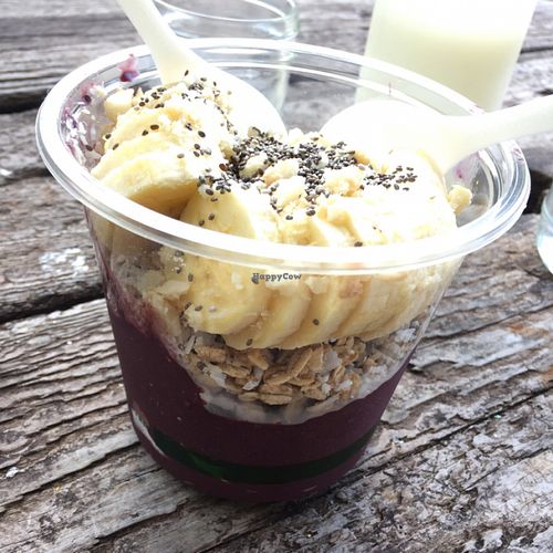 The not-so-simple acai bowl with added coconut, macadamia, and chia seeds at Russell's by Eat Healthy Kauai in Wailua