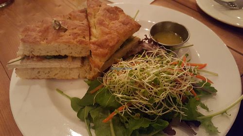 Tofu sandwhich with side salad at Russell's by Eat Healthy Kauai in Wailua
