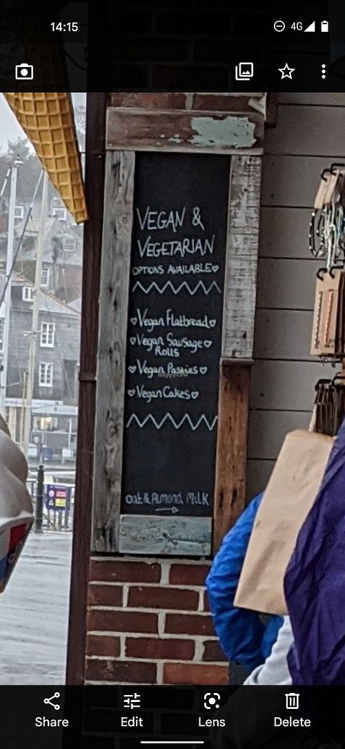 Vegan options at Down by the Ferry in Padstow