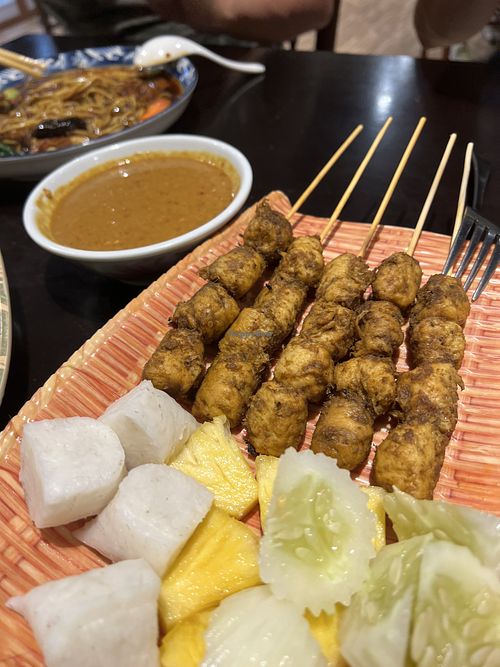 Satay 6/10, peanut sauce and condiment  saves the day   at Coco Veggie Nonya Cuisine 椰素林 in Central Singapore