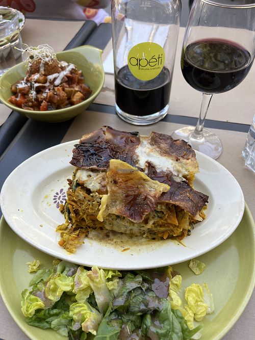 Lasagna and ratatouille starter   at apeti - Ségur in Paris