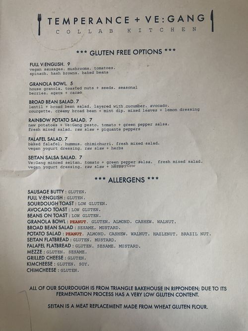 Great menu August 2021 at Temperance in Halifax