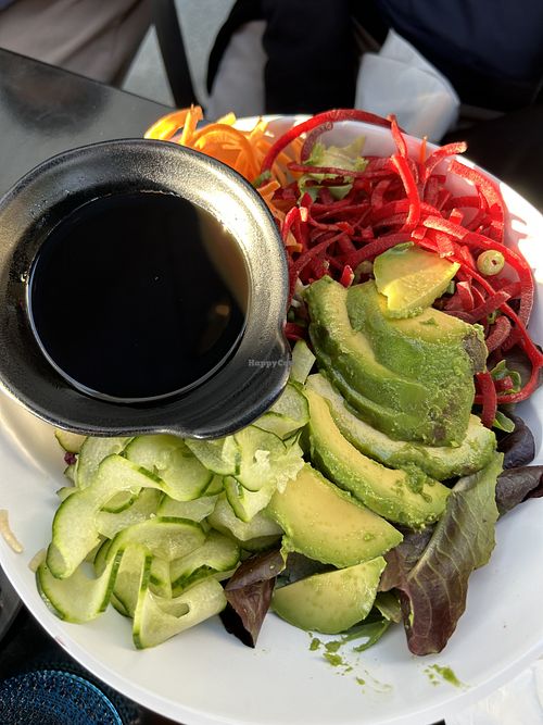 Salad with ponzu (staff said ponzu was vegan)   at Akira Sushi in Aptos