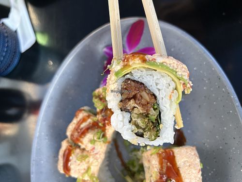 Inside of guardian of the galaxy roll   at Akira Sushi in Aptos