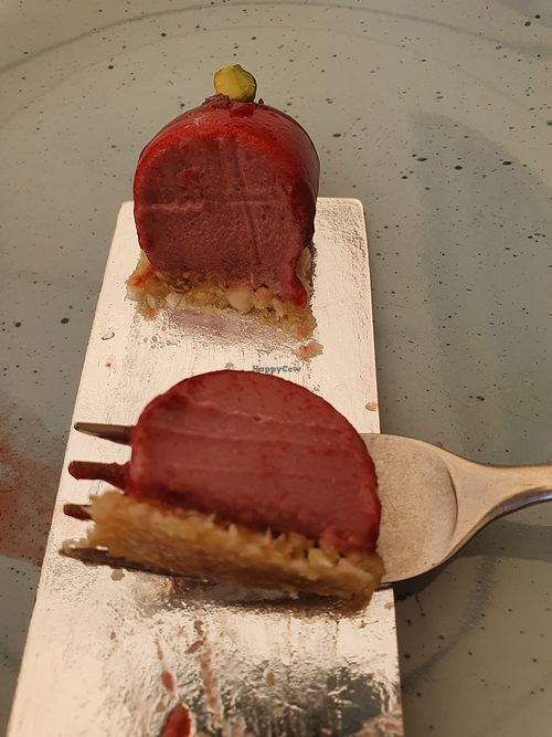 It looks like a grilled sausage 🤣 but don't worry, it's a vegan raw DELICIOUS cake! ❤️ at Gianni in Dubrovnik